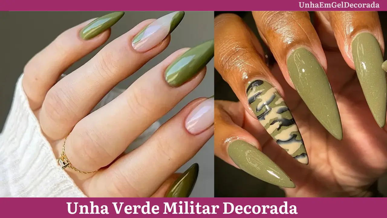 Unha Verde Militar Decorada